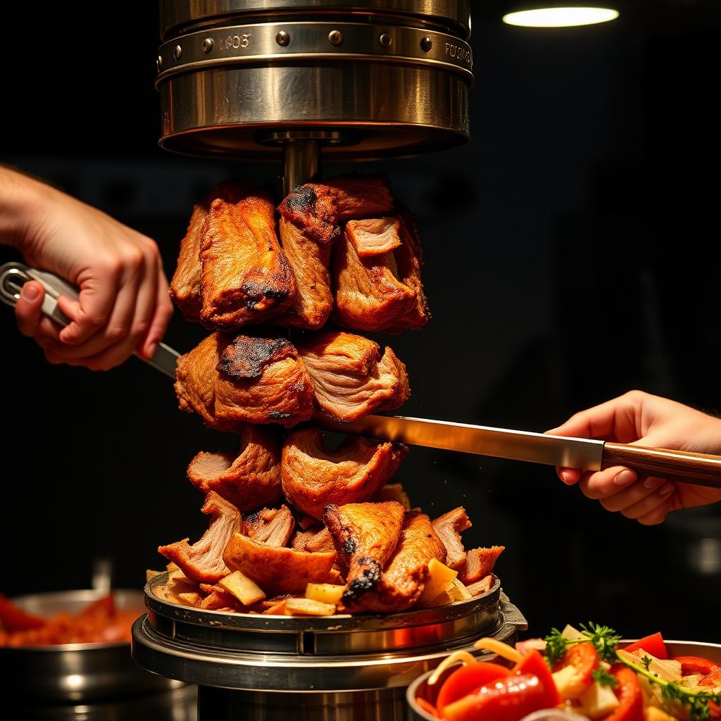 Rotating doner kebab spit